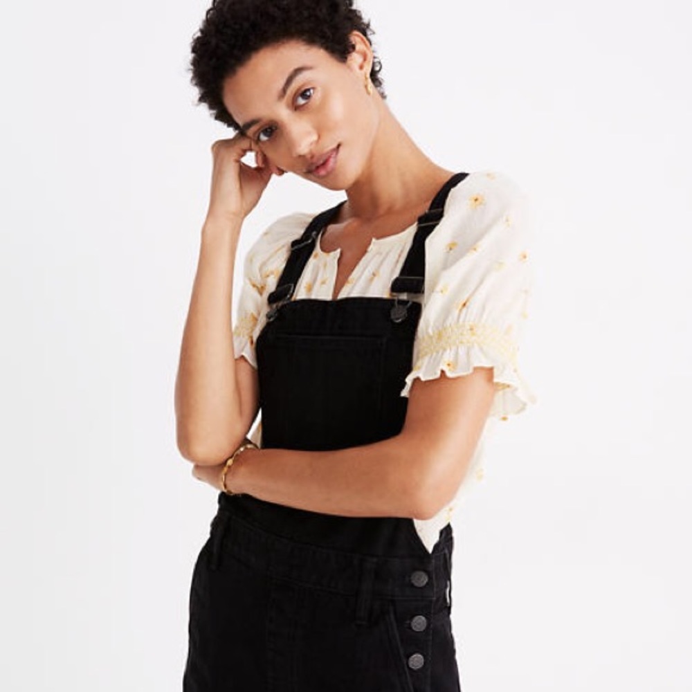 Madewell overall shorts in Washed Black